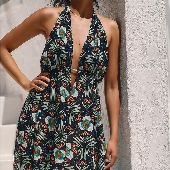 Anthropologie Brenda Quinn V-Neck Halter Dress - Picture 2 of 15